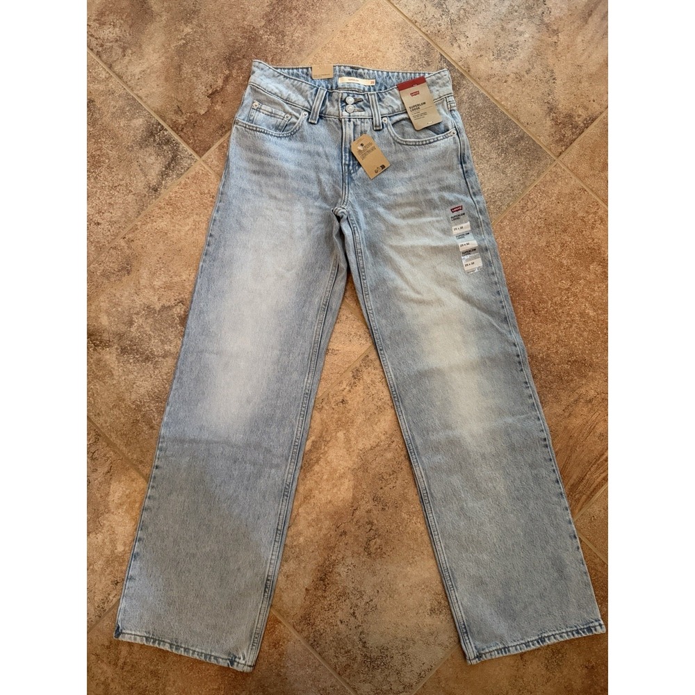 Women's Levi's Superlow Straight Leg Jeans Light Blue Wash 25 X 32 NWT R Tag